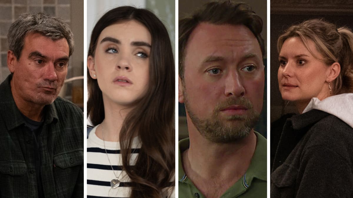 Cain, April, Liam and Dawn in Emmerdale