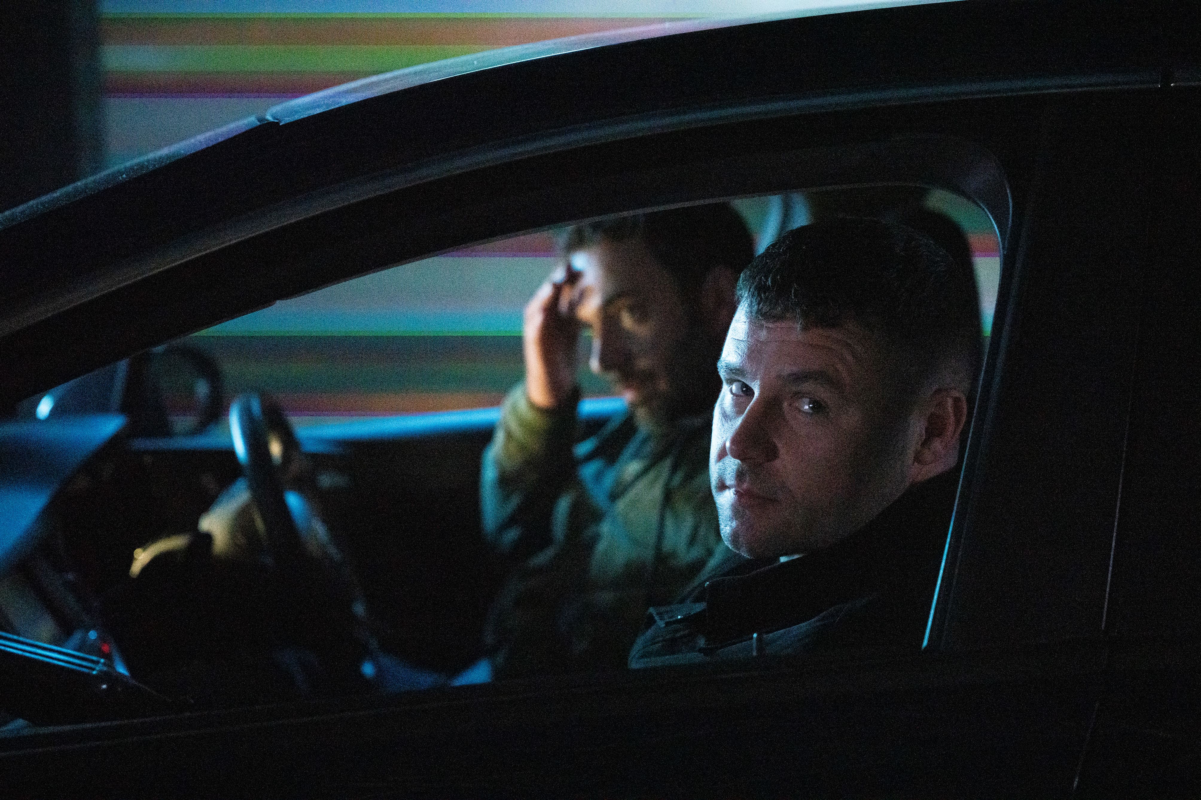 Oliver Farnwworth and Danny Miller on the set of Corriedale