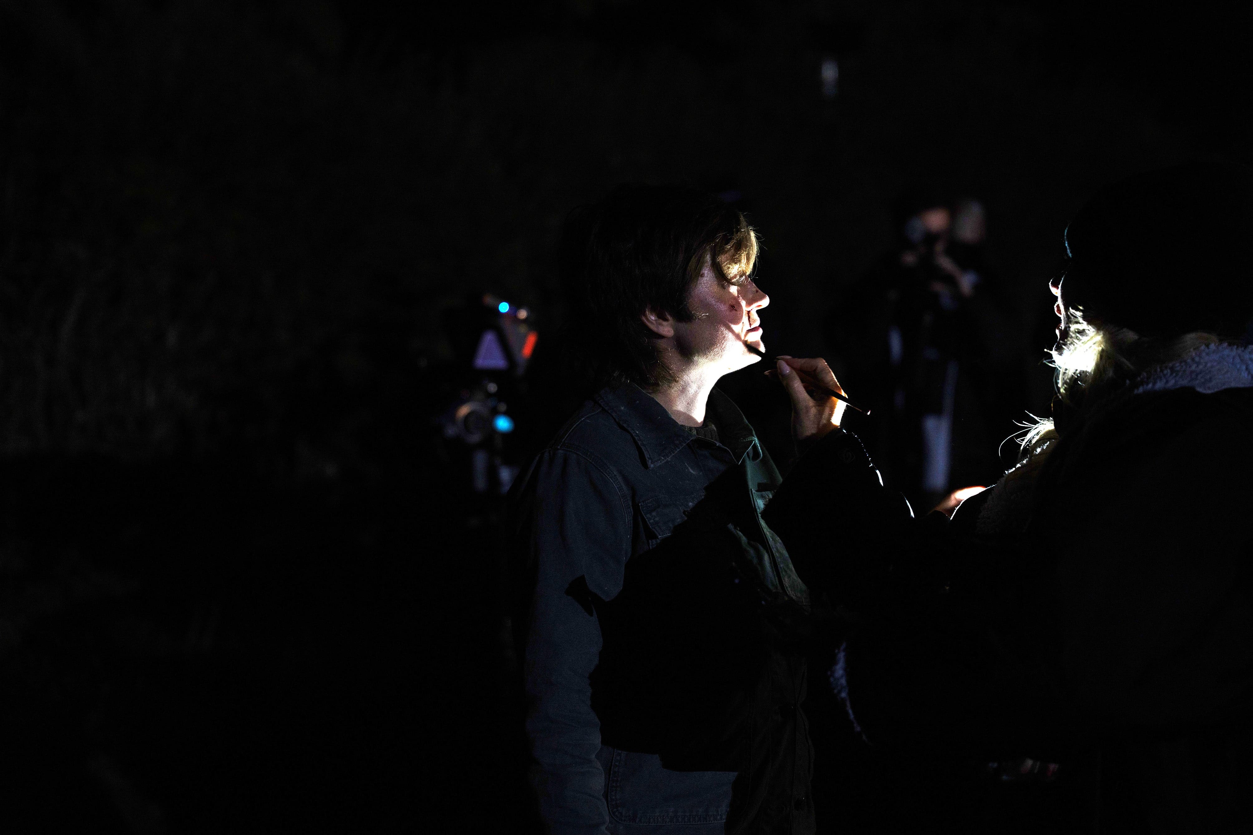 Corriedale BTS Image @ ITV Amy Cudden having a makeup check