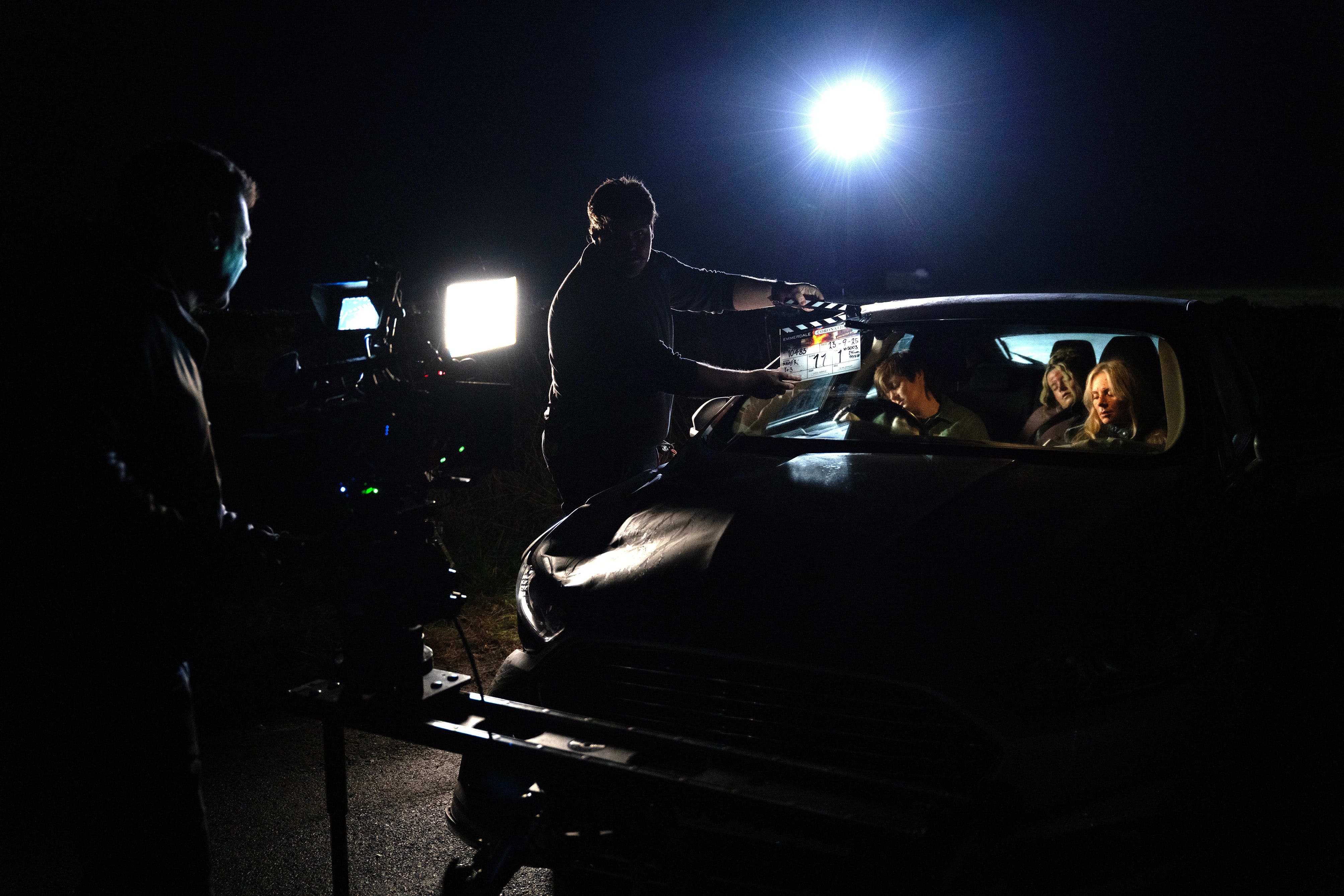 Corriedale BTS Image @ ITV Amy Cudden, Sydney Martin and Vicky Myers filming