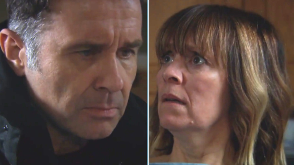 Graham comes face to face with a shocked Rhona in Emmerdale