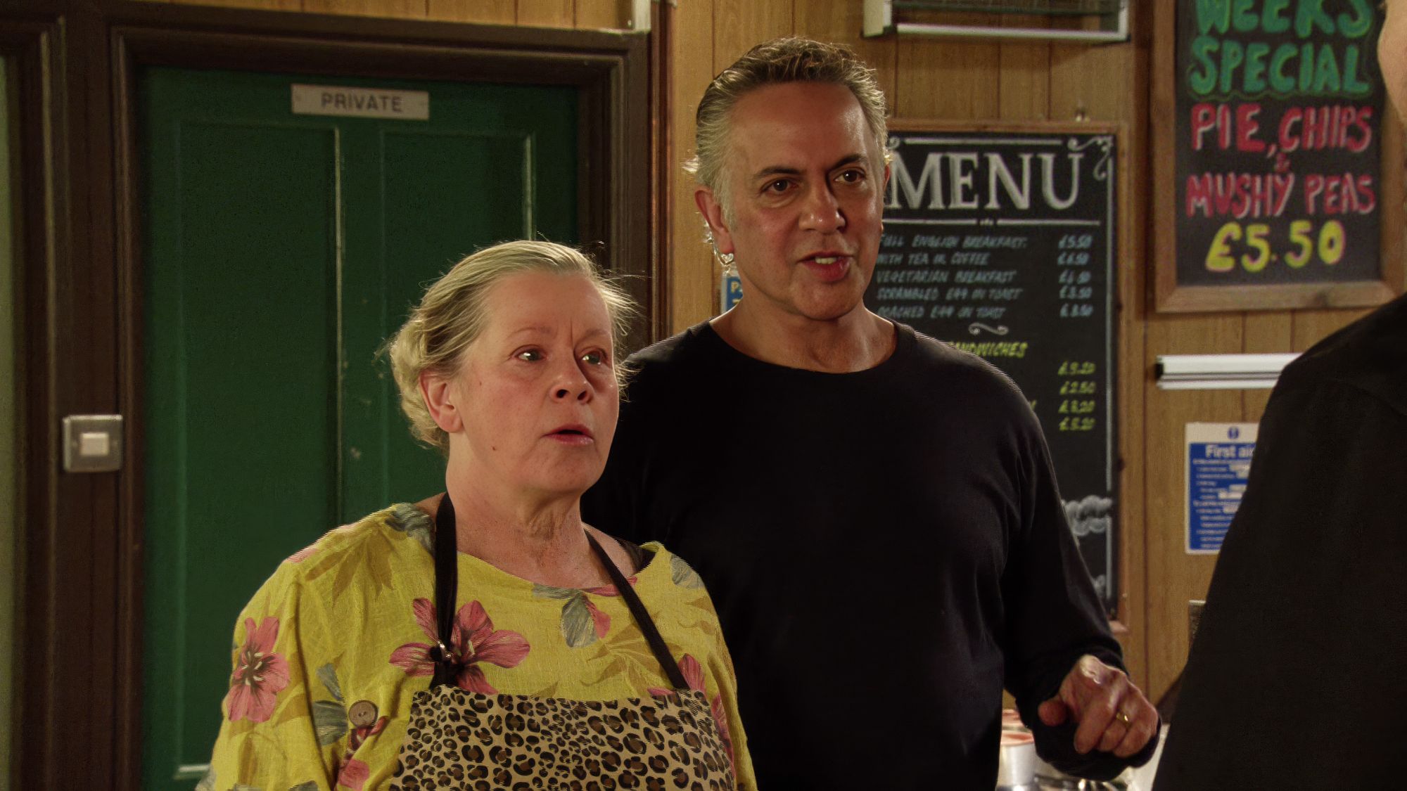 Bernie and Dev in Corrie