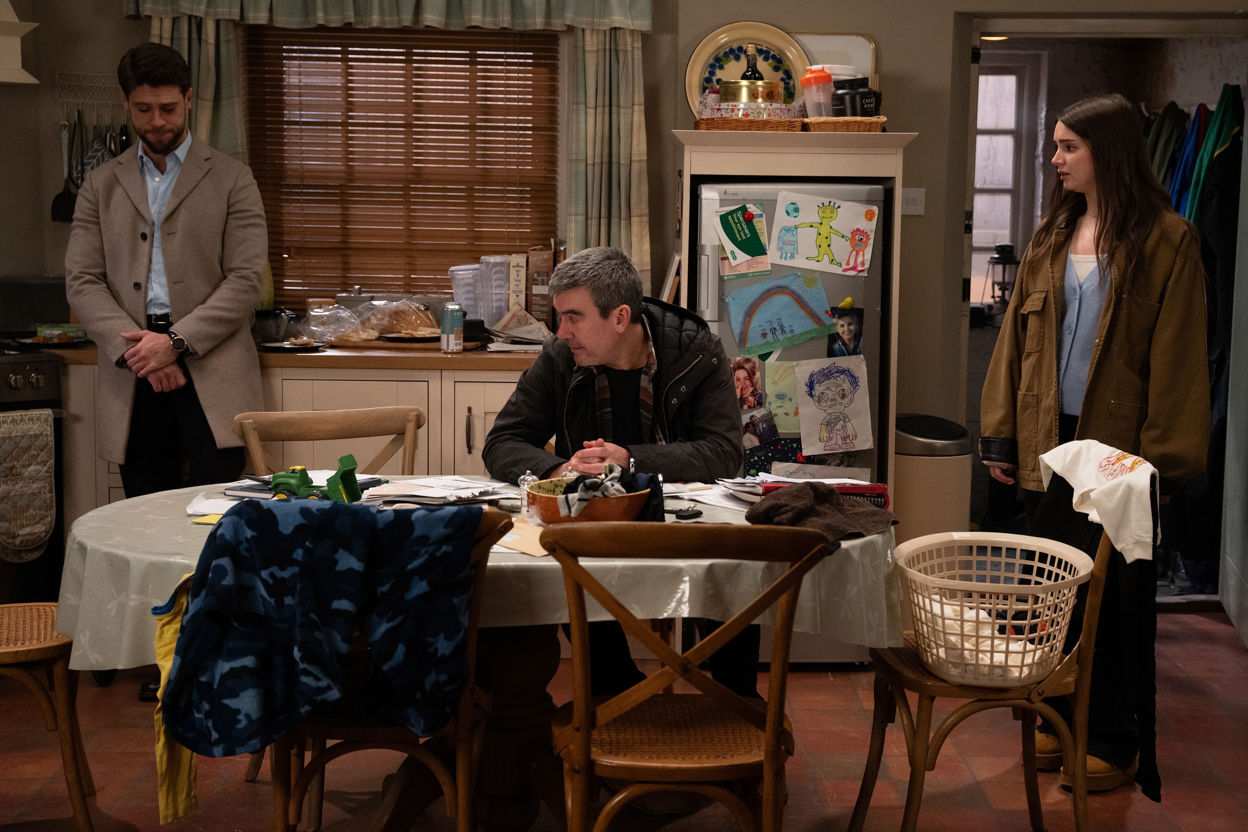 Cain, Joe and Sarah in Emmerdale